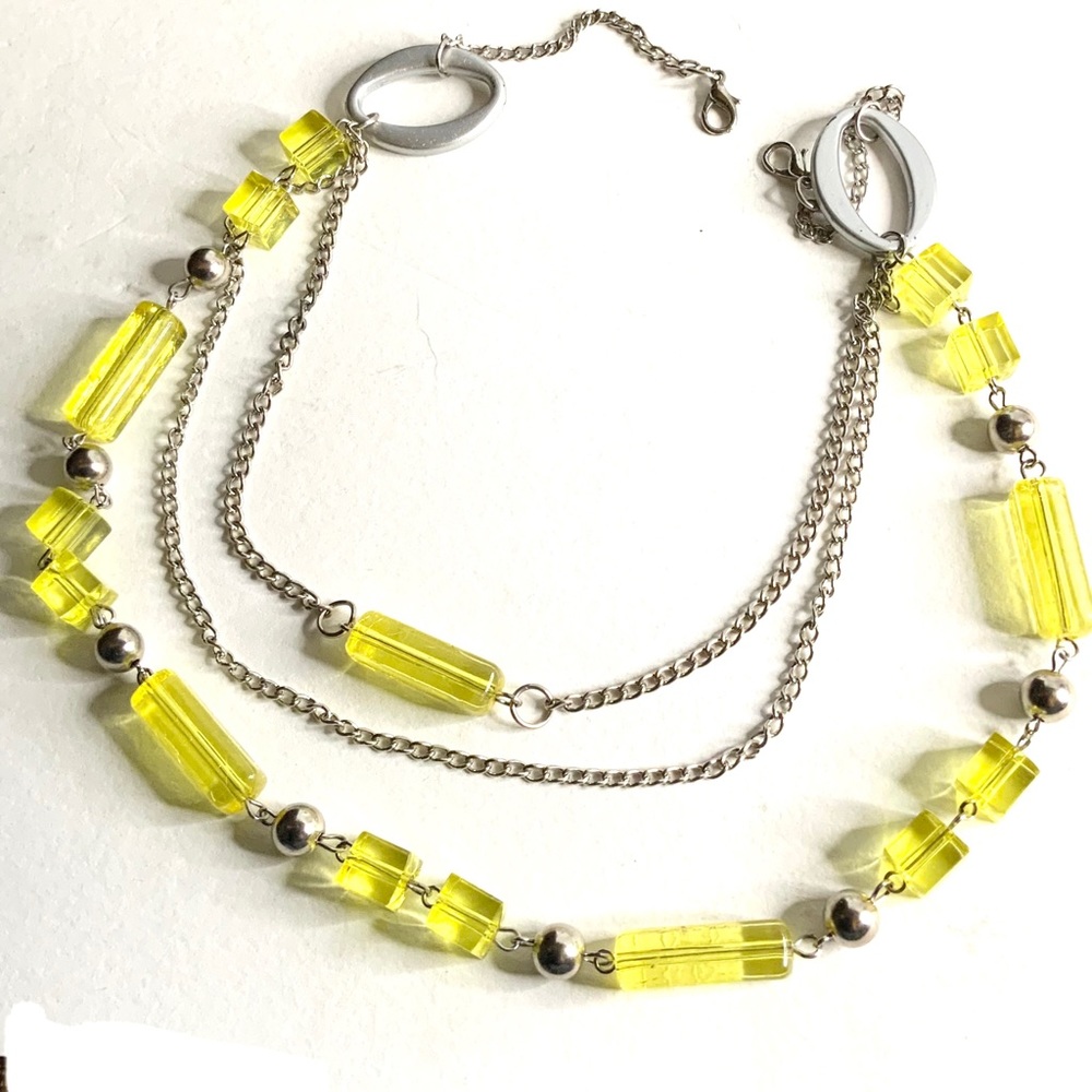 Clear Pastelgoth Y2K Yellow Beaded Necklace Summer Beach Festive